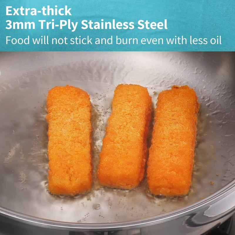 Hawkins Pro 26 cm Frying Pan, Triply Stainless Steel Fry Pan with Stainless Steel Handle, Silver (PSF26) - Image 3