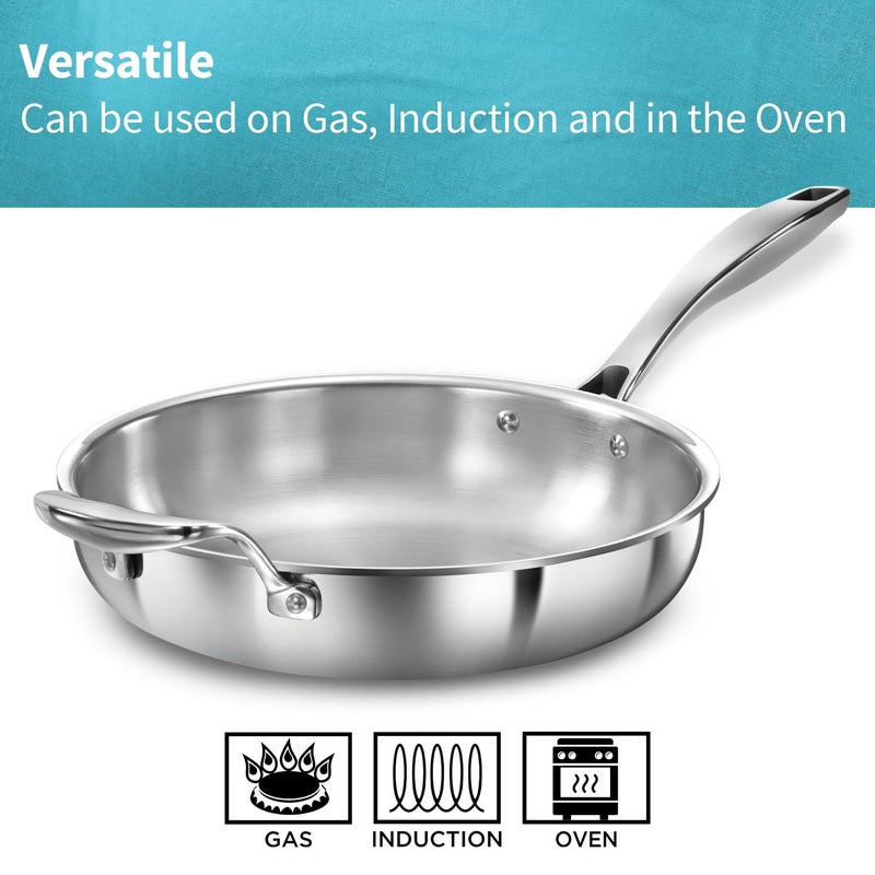 Hawkins Pro 26 cm Frying Pan, Triply Stainless Steel Fry Pan with Stainless Steel Handle, Silver (PSF26) - Image 5