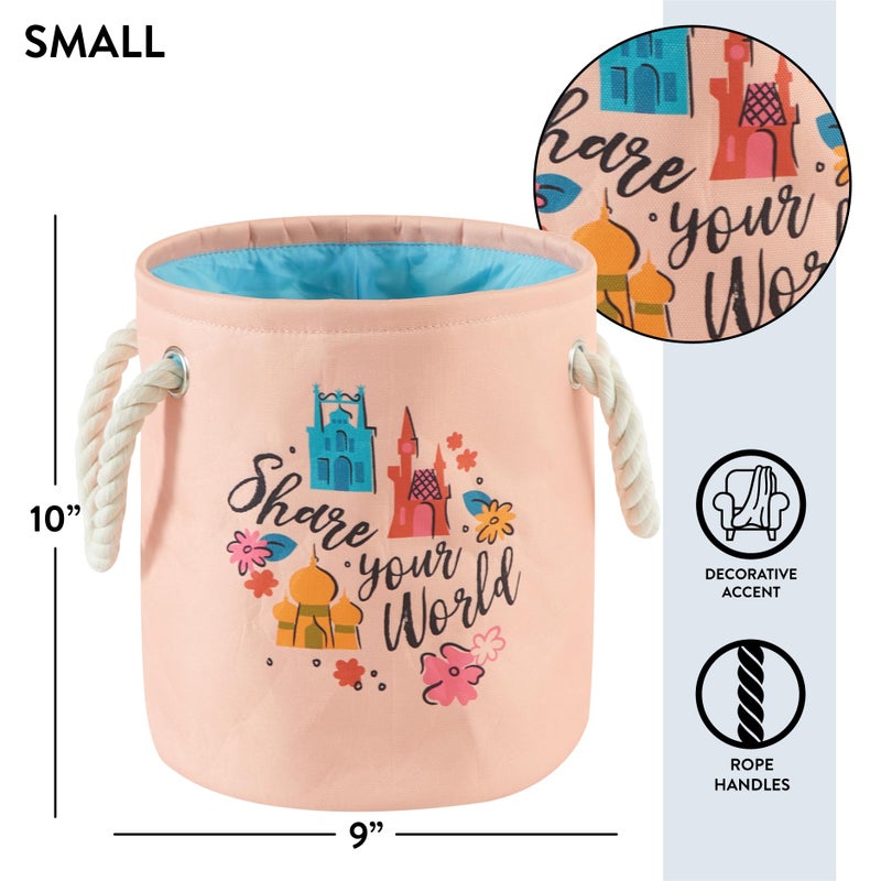 Idea Nuova Disney Princess 3 Piece Fabric Storage Basket Set, Nestable Toy Storage Bins with Rope Handles, Kids Bedroom & Nursery Organizer - Image 4