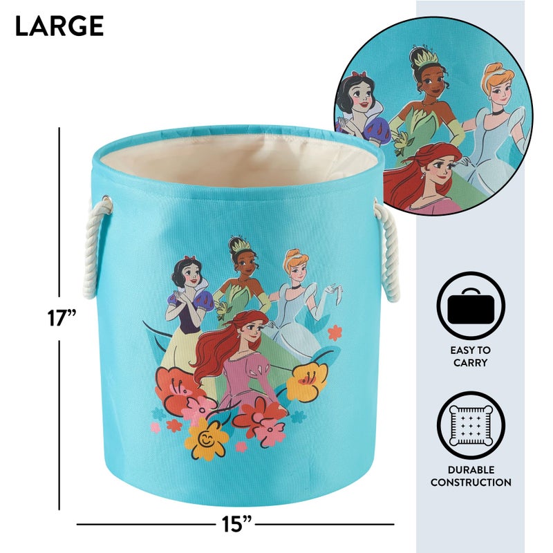 Idea Nuova Disney Princess 3 Piece Fabric Storage Basket Set, Nestable Toy Storage Bins with Rope Handles, Kids Bedroom & Nursery Organizer - Image 5