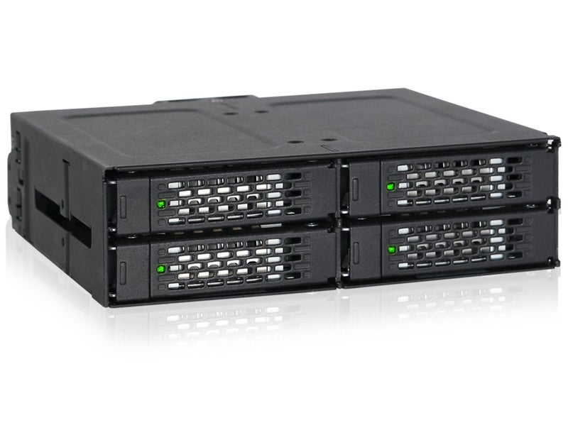 Icy Dock إيسي دوك 4 باي 2.5 SAS/SATA HDD/SSD حاوية معدنية متنقلة لفتحة 5.25" (مع تحكم في المروحة) | توف أرمور MB607SP-B - Image 1