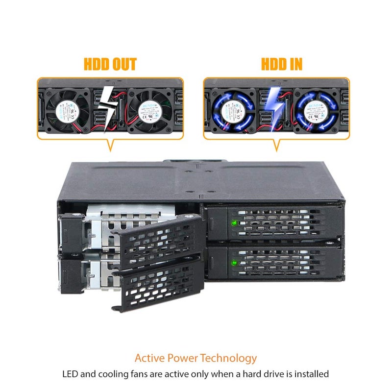 Icy Dock إيسي دوك 4 باي 2.5 SAS/SATA HDD/SSD حاوية معدنية متنقلة لفتحة 5.25" (مع تحكم في المروحة) | توف أرمور MB607SP-B - Image 4