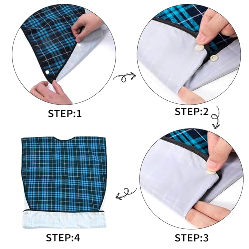 XKDOUS 2pcs Adult Bibs For Men Washable, Reusable Waterproof Large Bibs For Adult, Clothing Protector With Crumb Catcher,Bibs For Eating, Feeding Adult Bibs For Women Elderly Men Senior Citizens Gifts - Image 2