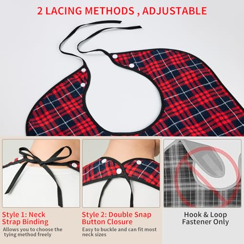 XKDOUS 2pcs Adult Bibs For Men Washable, Reusable Waterproof Large Bibs For Adult, Clothing Protector With Crumb Catcher,Bibs For Eating, Feeding Adult Bibs For Women Elderly Men Senior Citizens Gifts - Image 5