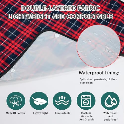 XKDOUS 2pcs Adult Bibs For Men Washable, Reusable Waterproof Large Bibs For Adult, Clothing Protector With Crumb Catcher,Bibs For Eating, Feeding Adult Bibs For Women Elderly Men Senior Citizens Gifts - Image 4