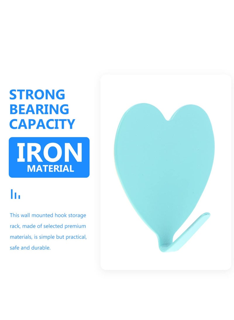 SYOSI 12 Pcs Iron Strong Heart Shaped Adhesive Hangers Wall Mounted Hooks Coat Hook Traceless Hanger for Bathroom Kitchen (Random Color)  - Image 5