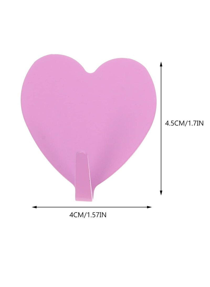 SYOSI 12 Pcs Iron Strong Heart Shaped Adhesive Hangers Wall Mounted Hooks Coat Hook Traceless Hanger for Bathroom Kitchen (Random Color)  - Image 2