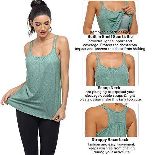 Hibelle Racerback Tank Tops for Women, Workout Tanks with Shelf Bra Strappy Athletic Yoga Running Exercise Gym Shirts Summer Casual Teen Girls Clothes Black Large - Image 5
