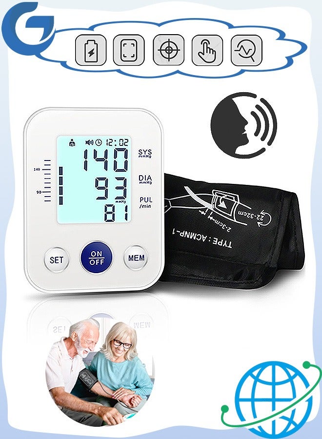 أولو جهاز قياس ضغط الدم مع البث الصوتي ، جهاز مراقبة ضغط الدم الأوتوماتيكي للذراع العلوي - Image 1