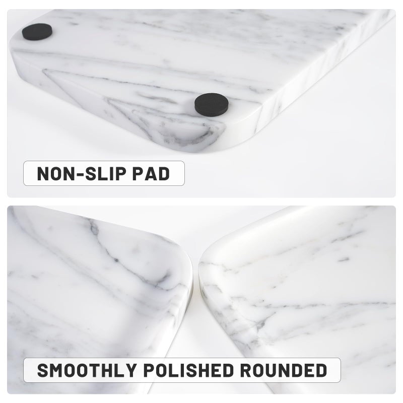 karibiber Vanity Trays  Marble Bathroom Tray For Countertop  Decorative Tray For Dresser Organizer  One Piece Serving Tray For Kitchen  Storage Tray For Kitchen Sink  Perfume  Jewelry Holder(Arabescato) - Image 2