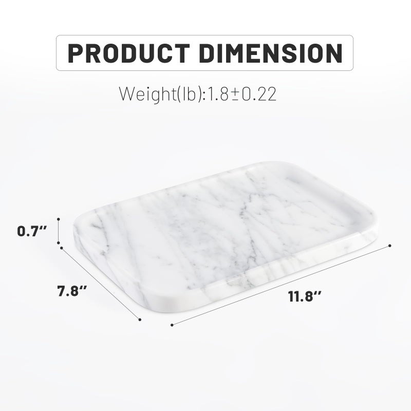 karibiber Vanity Trays  Marble Bathroom Tray For Countertop  Decorative Tray For Dresser Organizer  One Piece Serving Tray For Kitchen  Storage Tray For Kitchen Sink  Perfume  Jewelry Holder(Arabescato) - Image 5