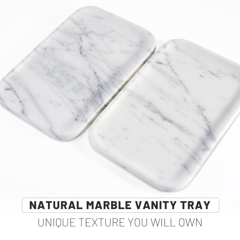karibiber Vanity Trays  Marble Bathroom Tray For Countertop  Decorative Tray For Dresser Organizer  One Piece Serving Tray For Kitchen  Storage Tray For Kitchen Sink  Perfume  Jewelry Holder(Arabescato) - Image 3
