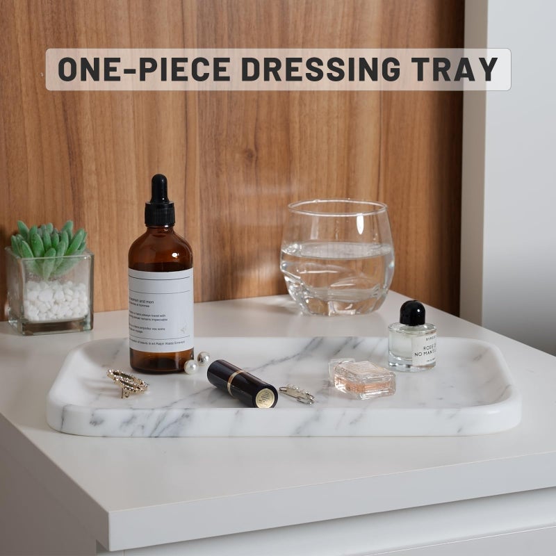 karibiber Vanity Trays  Marble Bathroom Tray For Countertop  Decorative Tray For Dresser Organizer  One Piece Serving Tray For Kitchen  Storage Tray For Kitchen Sink  Perfume  Jewelry Holder(Arabescato) - Image 4