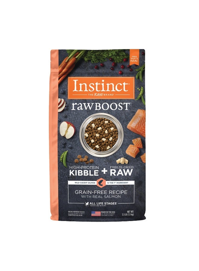 Instinct طعام جاف للكلاب من إنستينكت رو بوست خالي من الحبوب مع سمك السلمون الحقيقي - 3.5 رطل - Image 1