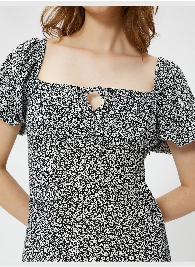 KOTON Slitted Cut Out Midi Dress Ecovero® Viscose