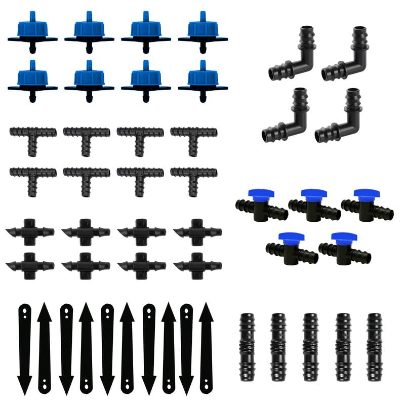 Cinagro Drip Irrigation Accessories Combo Kit, Pack of 175, 7-in-1 Complete Garden Watering Drip Set, Leak-Proof, Durable, UV-Stabilized, Easy to Install Leak-proof Connectors, Emitters & Stakes - Image 1