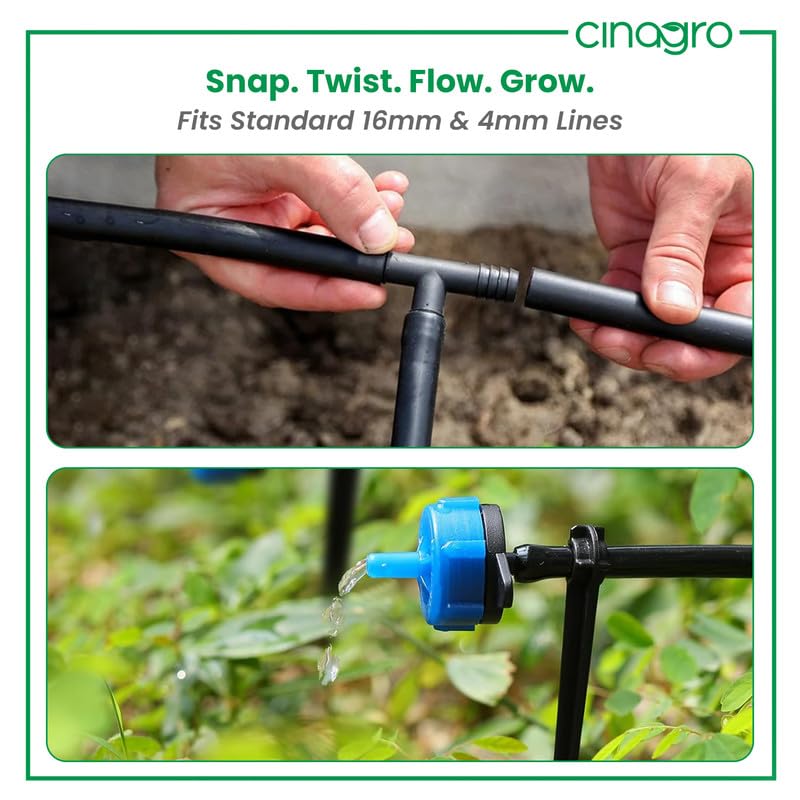 Cinagro Drip Irrigation Accessories Combo Kit, Pack of 175, 7-in-1 Complete Garden Watering Drip Set, Leak-Proof, Durable, UV-Stabilized, Easy to Install Leak-proof Connectors, Emitters & Stakes - Image 4