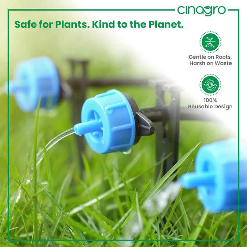 Cinagro Drip Irrigation Accessories Combo Kit, Pack of 175, 7-in-1 Complete Garden Watering Drip Set, Leak-Proof, Durable, UV-Stabilized, Easy to Install Leak-proof Connectors, Emitters & Stakes - Image 5