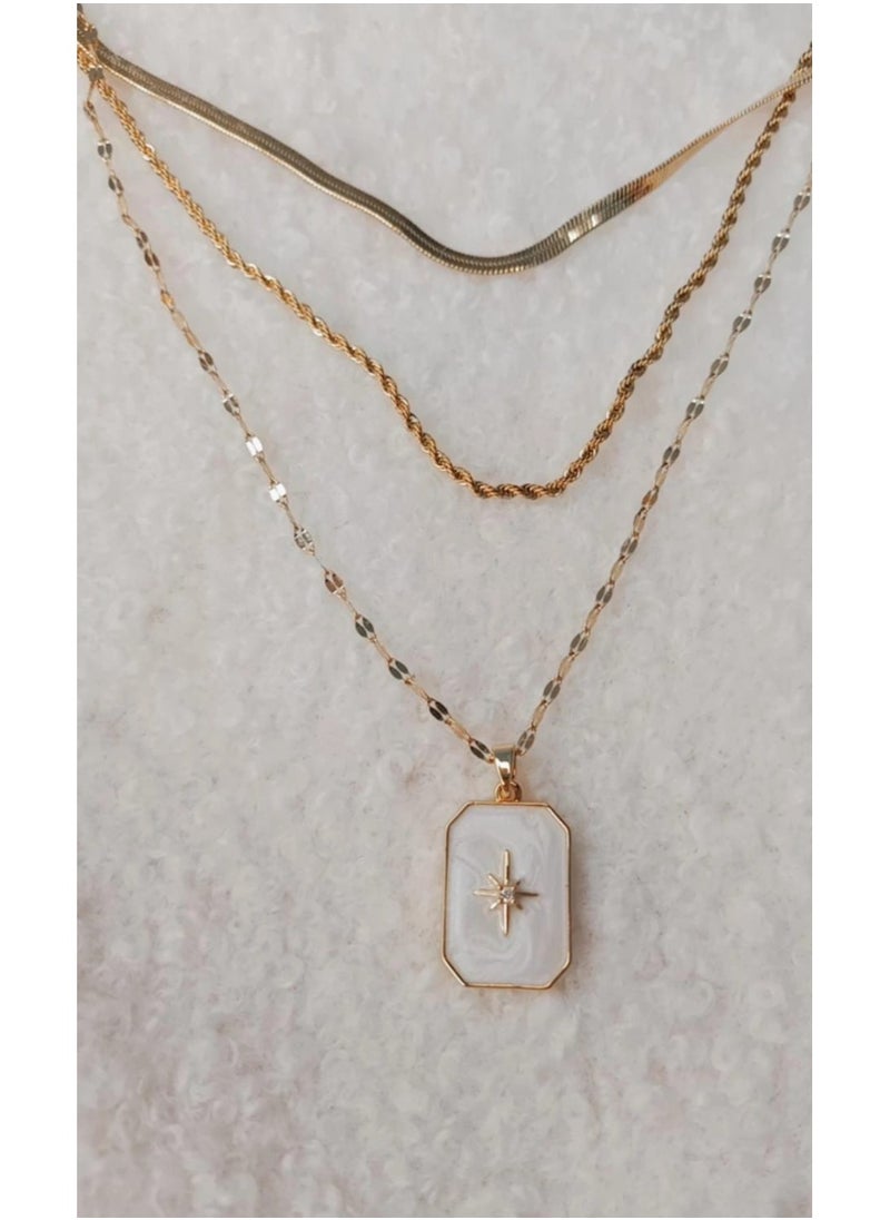 Genrice 3-layer stainless steel necklace - distinctive and elegant design  - Image 2