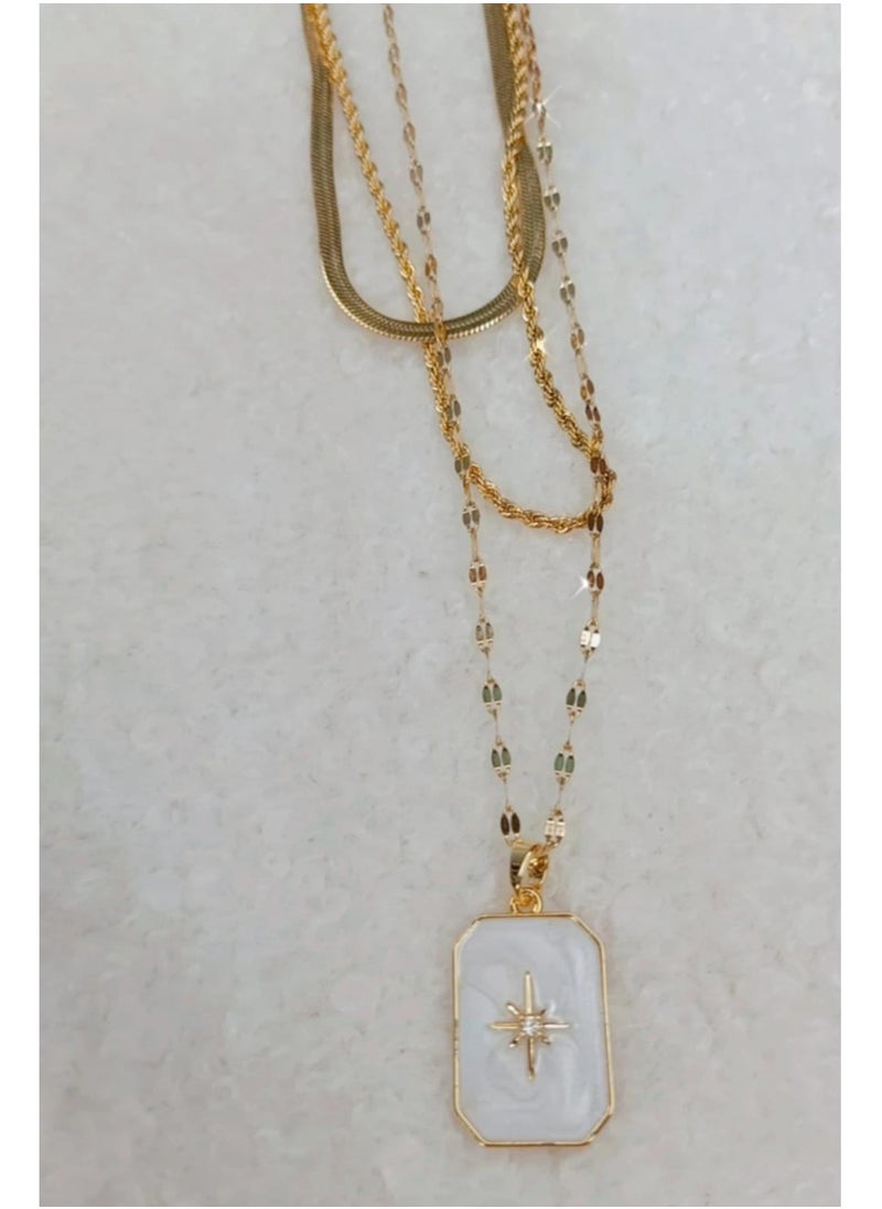 Genrice 3-layer stainless steel necklace - distinctive and elegant design  - Image 1
