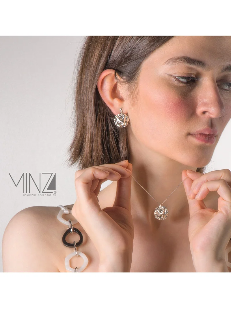 Minza  Minza ” Luminous Circlet ” Pure 925 Sterling Silver, Handmade Earring for Women, Stud Earring, 4.100 grams of Silver, Jewelry for Casual & Special Occasion for Women | Best Price UAE