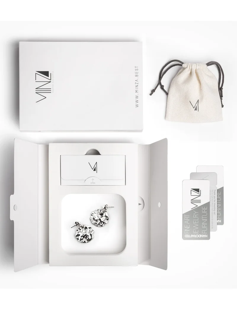Minza  Minza ” Luminous Circlet ” Pure 925 Sterling Silver, Handmade Earring for Women, Stud Earring, 4.100 grams of Silver, Jewelry for Casual & Special Occasion for Women | Best Price UAE