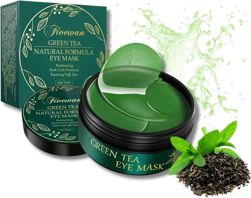 Green Tea Under Eye Gel Patches for Dark Circles and Puffy Eye Bags 60 Pcs Collagen Under Eye Mask for Removing Wrinkles 60p Green Tea