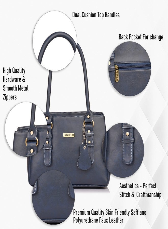 Fostelo Women's Riverside Satchel Tote Handbag for Women | Ladies Purse | Stylish Shoulder Bag | Gift For Women | Blue - Image 2