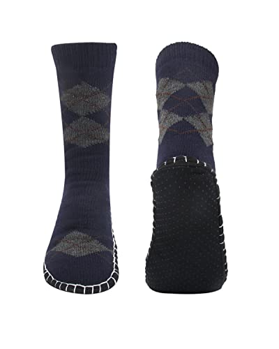 Vihir Men's Slipper Socks With Suede Non Slip Sole -Winter Knitted Home Warm Floor Indoor Stocking House - Image 1