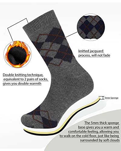 Vihir Men's Slipper Socks With Suede Non Slip Sole -Winter Knitted Home Warm Floor Indoor Stocking House - Image 4