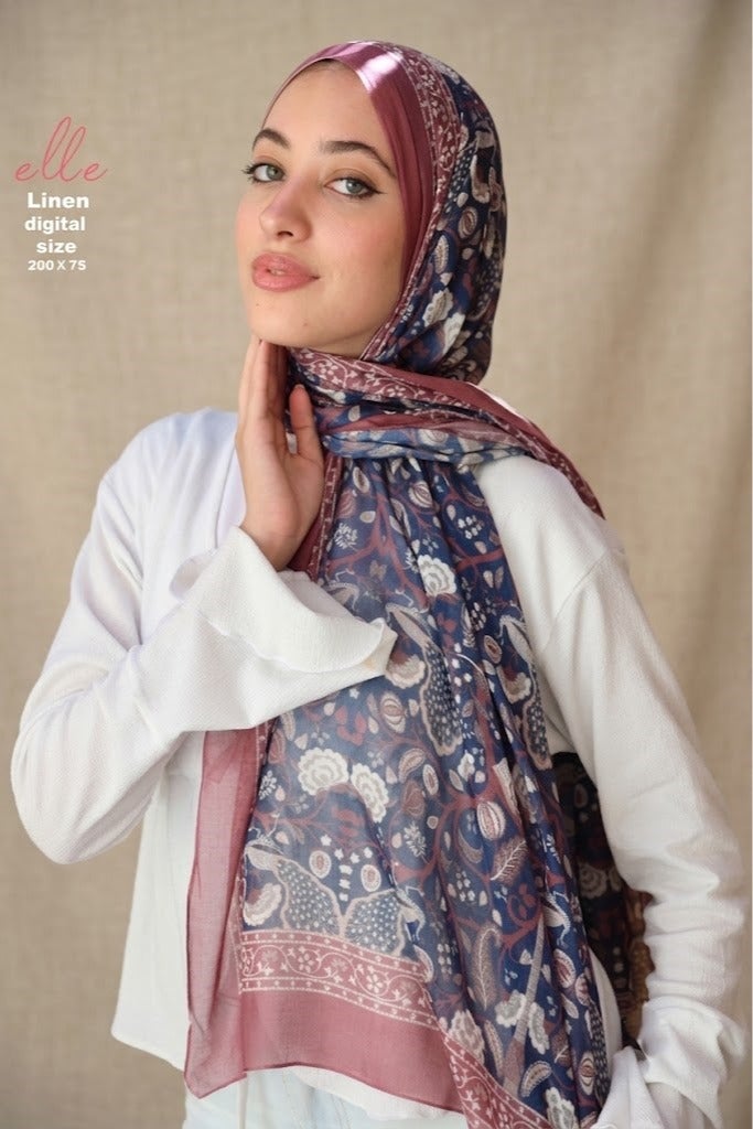 Luxury Cotton Linen Islamic Hijab Scarf for Women– Elegant Design for Daily Wear & Special Occasions – Size 200 × 75 cm