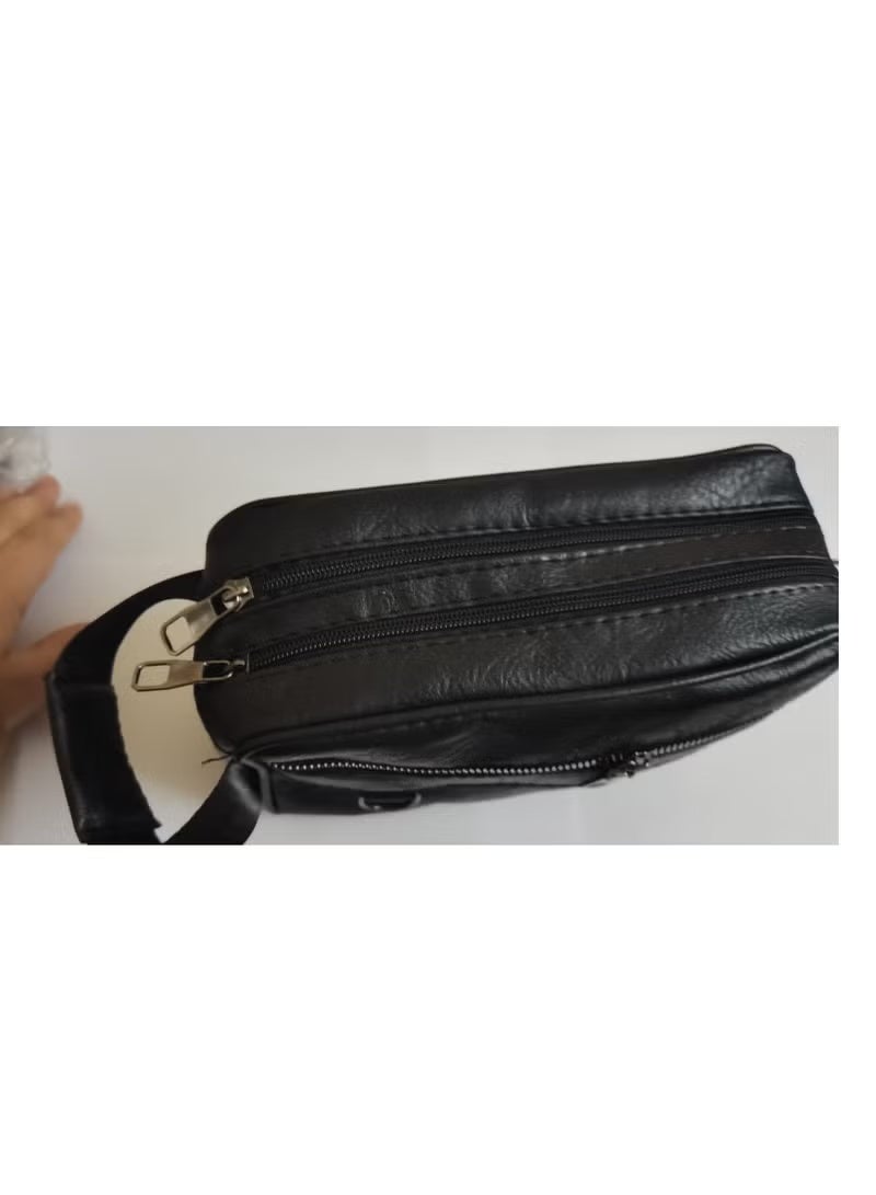 Jeep Buluo Men's Casual Leather Handbag High Capacity Cell Phone and Accessories Black - Image 3