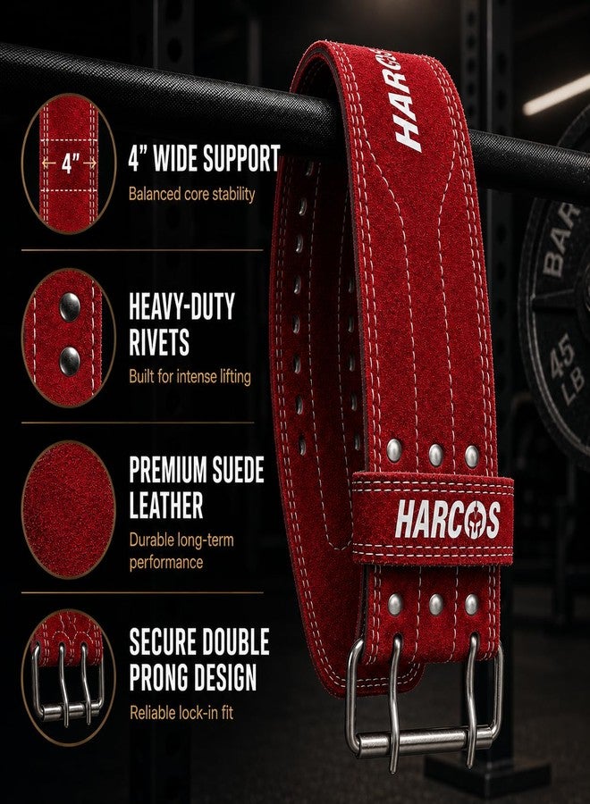 Harcos Genuine Leather Unbreakble, non tearable Gym Belt for Men & Women Workout Deadlift Belt for Gym Suede Powerlifting Weight Lifting for Heavy Workout gym belt | Professional Heavy Weight Lifting Original Leather (Maroon, Large) - Image 2