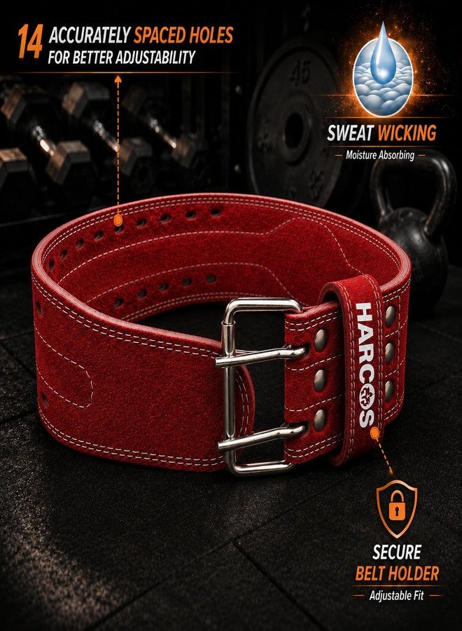 Harcos Genuine Leather Unbreakble, non tearable Gym Belt for Men & Women Workout Deadlift Belt for Gym Suede Powerlifting Weight Lifting for Heavy Workout gym belt | Professional Heavy Weight Lifting Original Leather (Maroon, Large) - Image 4