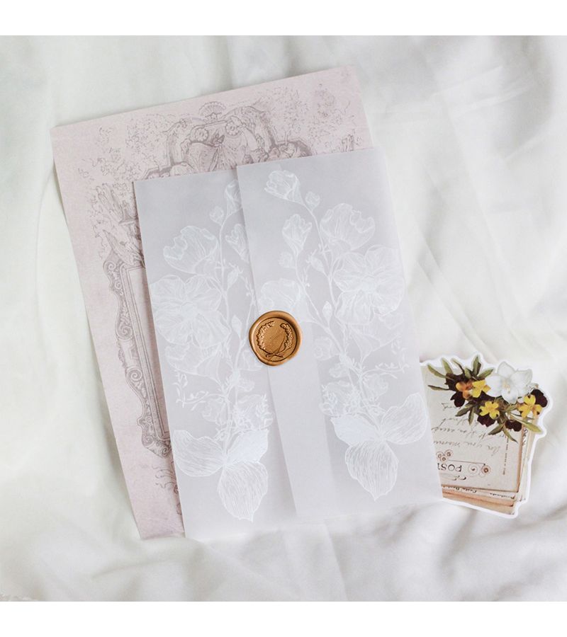 20pcs Elegant White Floral Vellum Envelopes Durable Paper Jackets For Wedding Invitations - Image 1