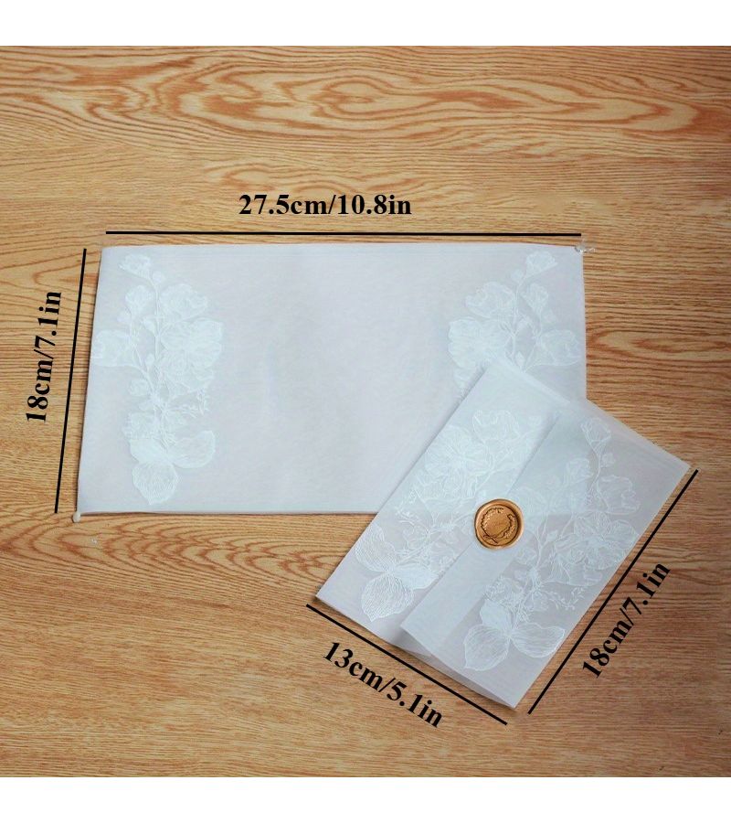 20pcs Elegant White Floral Vellum Envelopes Durable Paper Jackets For Wedding Invitations - Image 3