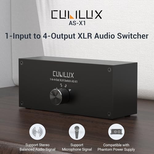 Cubilux ASX1 1In4Out Stereo XLR Audio Selector Passive 1Female to 4Male Balanced XLR Source Switcher Box - Image 3