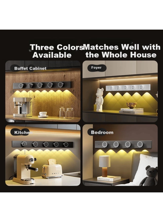 Oaks Aokesi Track Socket, Movable Surface-mounted Light Strip Without Drilling, With Light Rail Socket, 50cm + 3 Five-hole Sockets, Black - Image 2