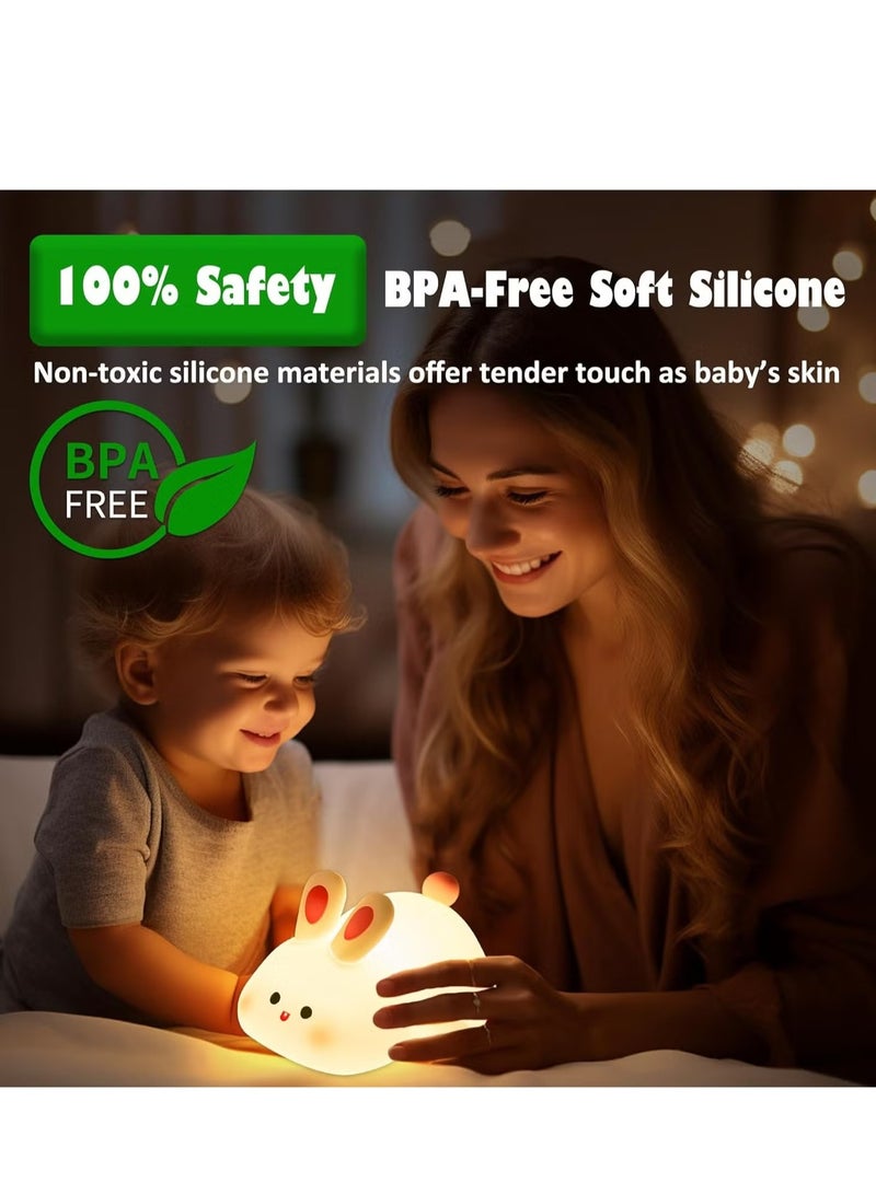 Raxoom Big Face Rabbit Night Light for Kids – Cute Bunny Lamp, Rechargeable Silicone Rabbit LED Light, Kawaii Baby Night Light, Soft Glow for Kids' Rooms, Perfect Gift for Girls & Nursery Decor - Image 4