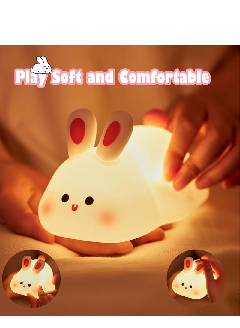 Raxoom Big Face Rabbit Night Light for Kids – Cute Bunny Lamp, Rechargeable Silicone Rabbit LED Light, Kawaii Baby Night Light, Soft Glow for Kids' Rooms, Perfect Gift for Girls & Nursery Decor - Image 2
