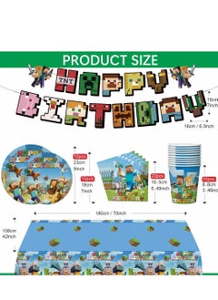 xppier Minecraft Birthday Party Kit for Kids for 10 People, Complete Tableware Set, Minecraft Party Decorations  - Image 2