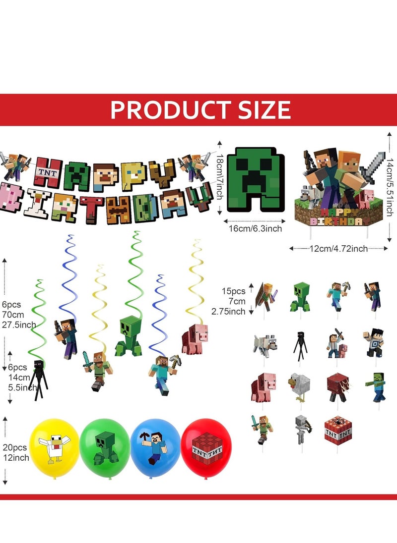 xppier - Minecraft Birthday Party Kit for Kids for 10 People, Complete Tableware Set, Minecraft Party Decorations - Image 1