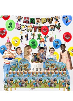 xppier Minecraft Birthday Party Kit for Kids for 10 People, Complete Tableware Set, Minecraft Party Decorations  - Image 4
