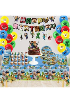 xppier Minecraft Birthday Party Kit for Kids for 10 People, Complete Tableware Set, Minecraft Party Decorations  - Image 5