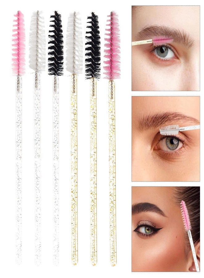 MyAoKuE-UP 300 Pack Disposable Mascara Wands Crystal Gold Handle Brush Lash Wand Eyelash Extension Tool Bulk Makeup Applicator (Mix 6 Color) - Image 3