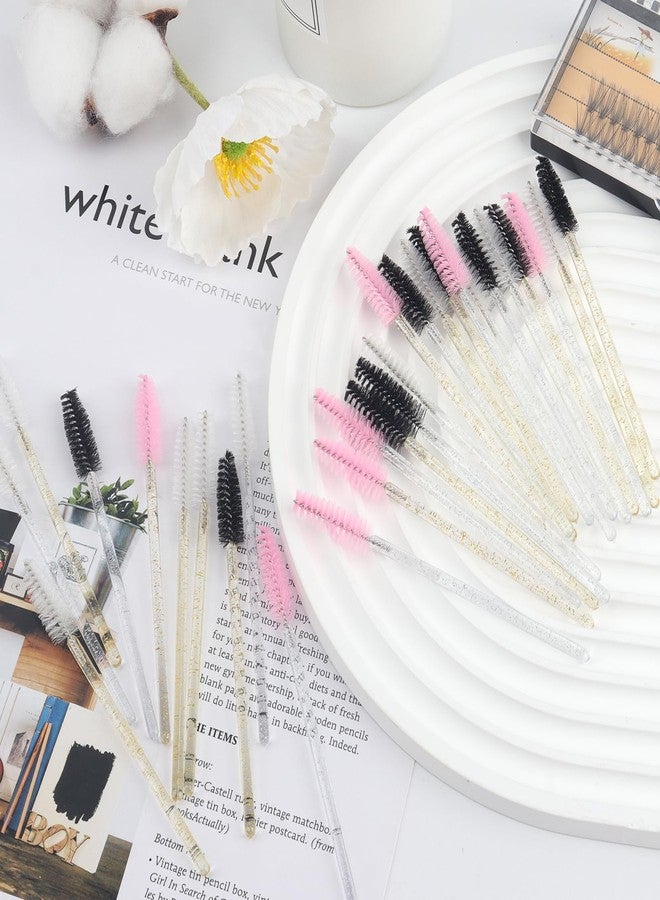 MyAoKuE-UP 300 Pack Disposable Mascara Wands Crystal Gold Handle Brush Lash Wand Eyelash Extension Tool Bulk Makeup Applicator (Mix 6 Color) - Image 4