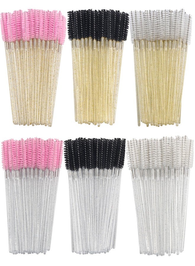 MyAoKuE-UP 300 Pack Disposable Mascara Wands Crystal Gold Handle Brush Lash Wand Eyelash Extension Tool Bulk Makeup Applicator (Mix 6 Color) - Image 1