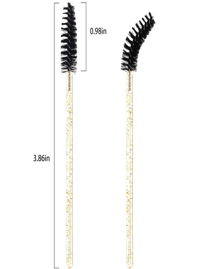 MyAoKuE-UP 300 Pack Disposable Mascara Wands Crystal Gold Handle Brush Lash Wand Eyelash Extension Tool Bulk Makeup Applicator (Mix 6 Color) - Image 2