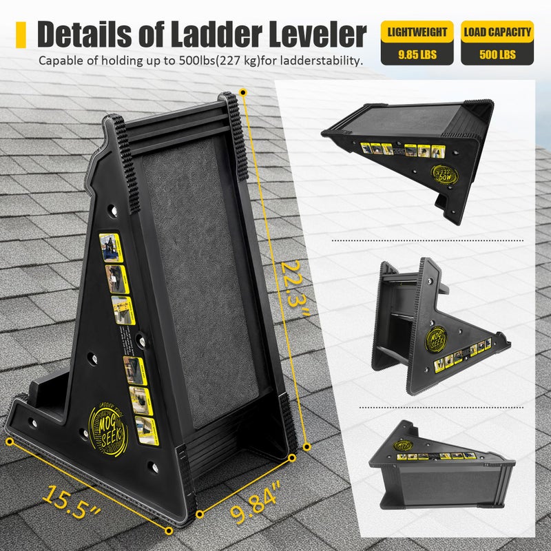 Mogseek Stable Platform Ladder Leveler - Ladder Levelers for Extension Ladders with Storage for Uneven Surfaces (Black, Upgraded Heavy-Duty Plastic) - Image 3