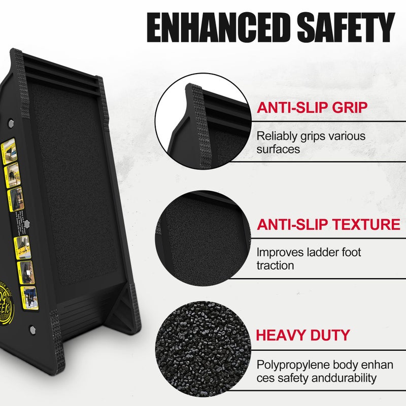 Mogseek Stable Platform Ladder Leveler - Ladder Levelers for Extension Ladders with Storage for Uneven Surfaces (Black, Upgraded Heavy-Duty Plastic) - Image 5